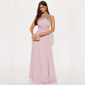 Fashion Nova Women’s One Shoulder Lavender Wedding Guest Prom Maxi Gown Dress